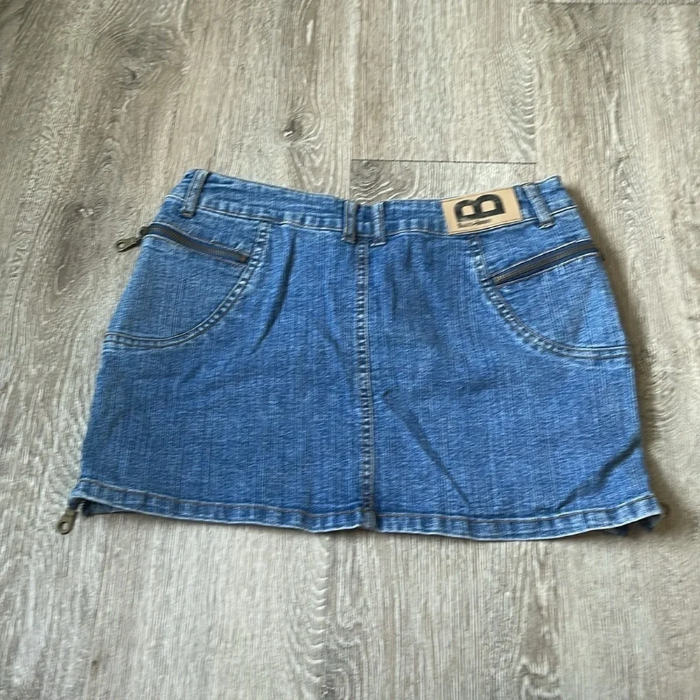 Vintage Y2K  boom boom Denim Mini Skirt with Zipper Accents size medium